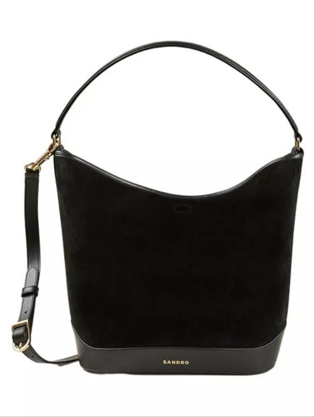 Sandro Soft Suede Shopping Bag Black Medium NWT